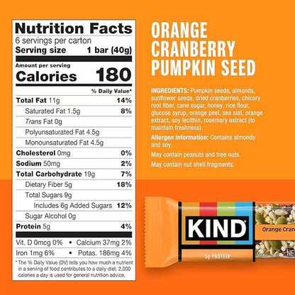 KIND Bars Seeds, Fruit and Nuts Variety Pack, Strawberry, Dark Chocolate Raspberry and Orange Cranberry, Good Source of Fiber, 5g Protein, Gluten Free Snack Bars, 18 Count