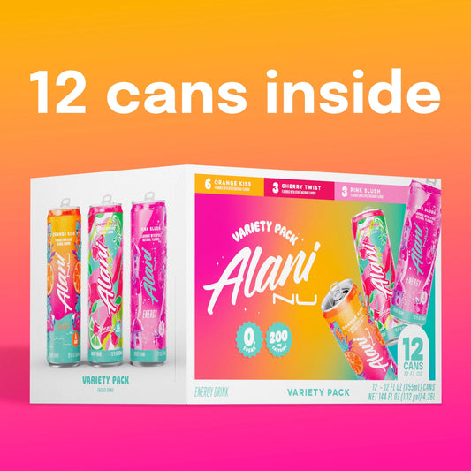 Alani Nu Sugar Free Energy Drink, Variety Pack, Mixed Flavors, 12 fl oz Cans, 12 Pack