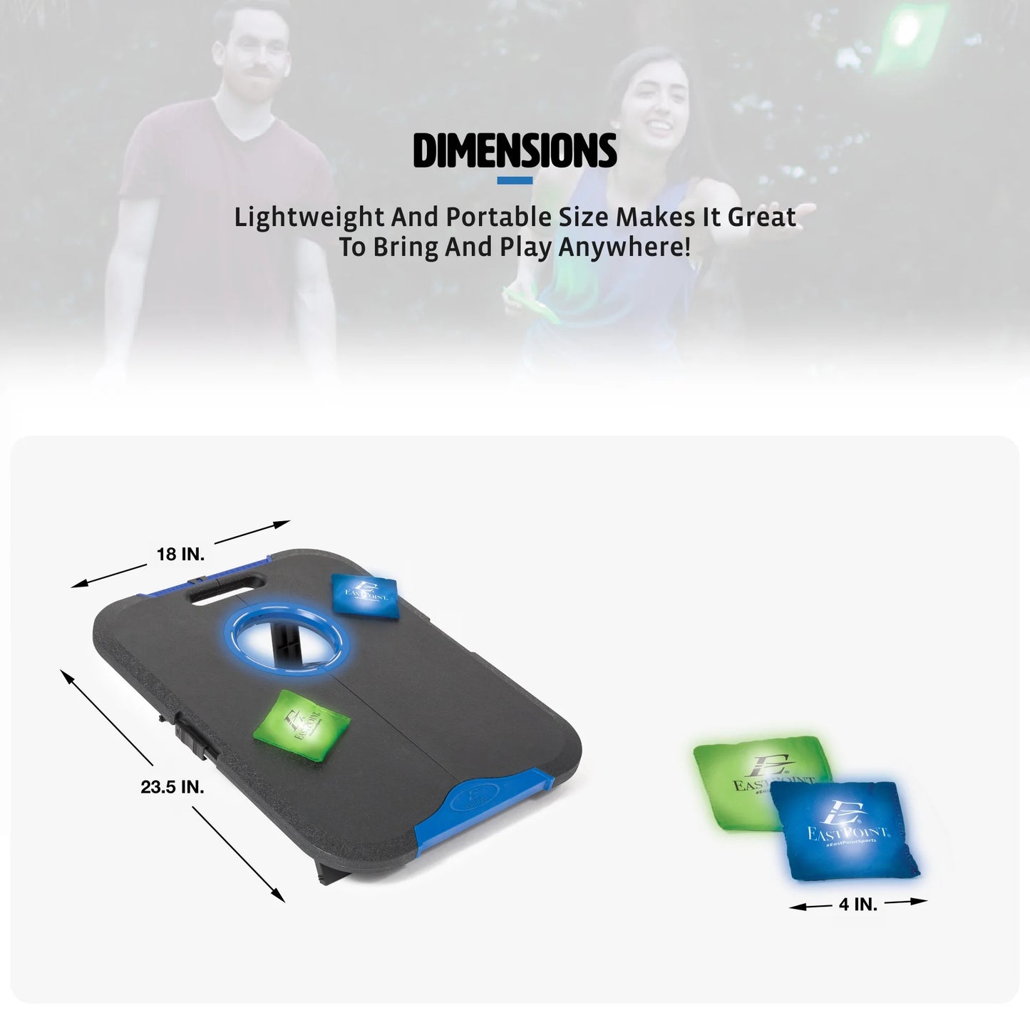EastPoint Sports Light-Up Bean Bag Toss Plastic Cornhole Set *Box Damaged