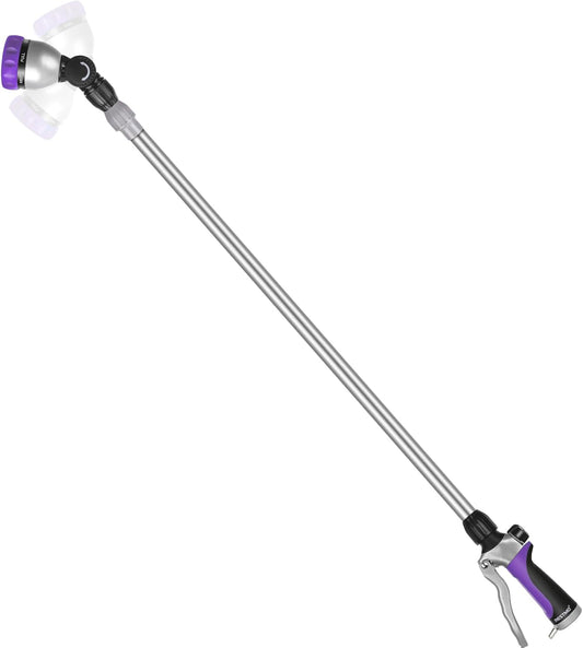 RESTMO 36”-60” Metal Watering Wand, Long Telescopic Tube | 180° Adjustable Ratcheting Head | 7 Spray Patterns | Flow Control, Perfect Garden Hose Sprayer to Water Hanging Baskets, Shrubs, Purple