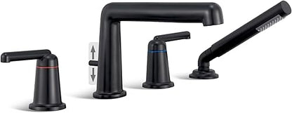 Matte Black Deck-Mount Roman-Style Bathtub Faucet Kit
