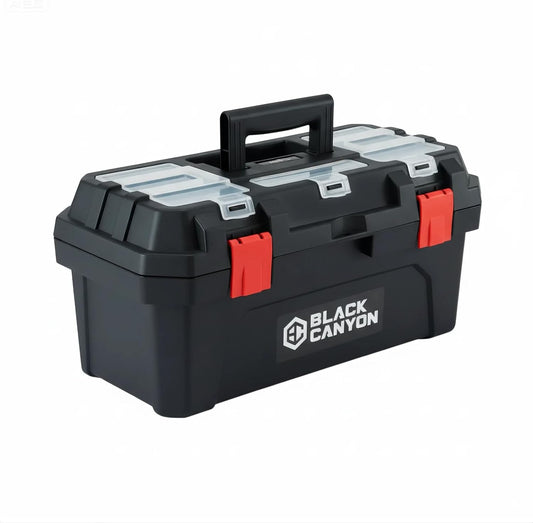 Black Canyon 17 Inch Plastic Tool Box, Support up to 44 lbs, w/Handle