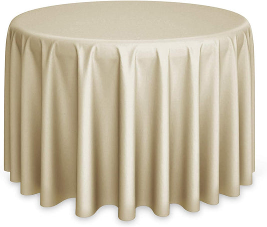 Lann's Linens - 132" Round Premium Tablecloth for Wedding/Banquet/Restaurant - Polyester Fabric Table Cloth - Beige