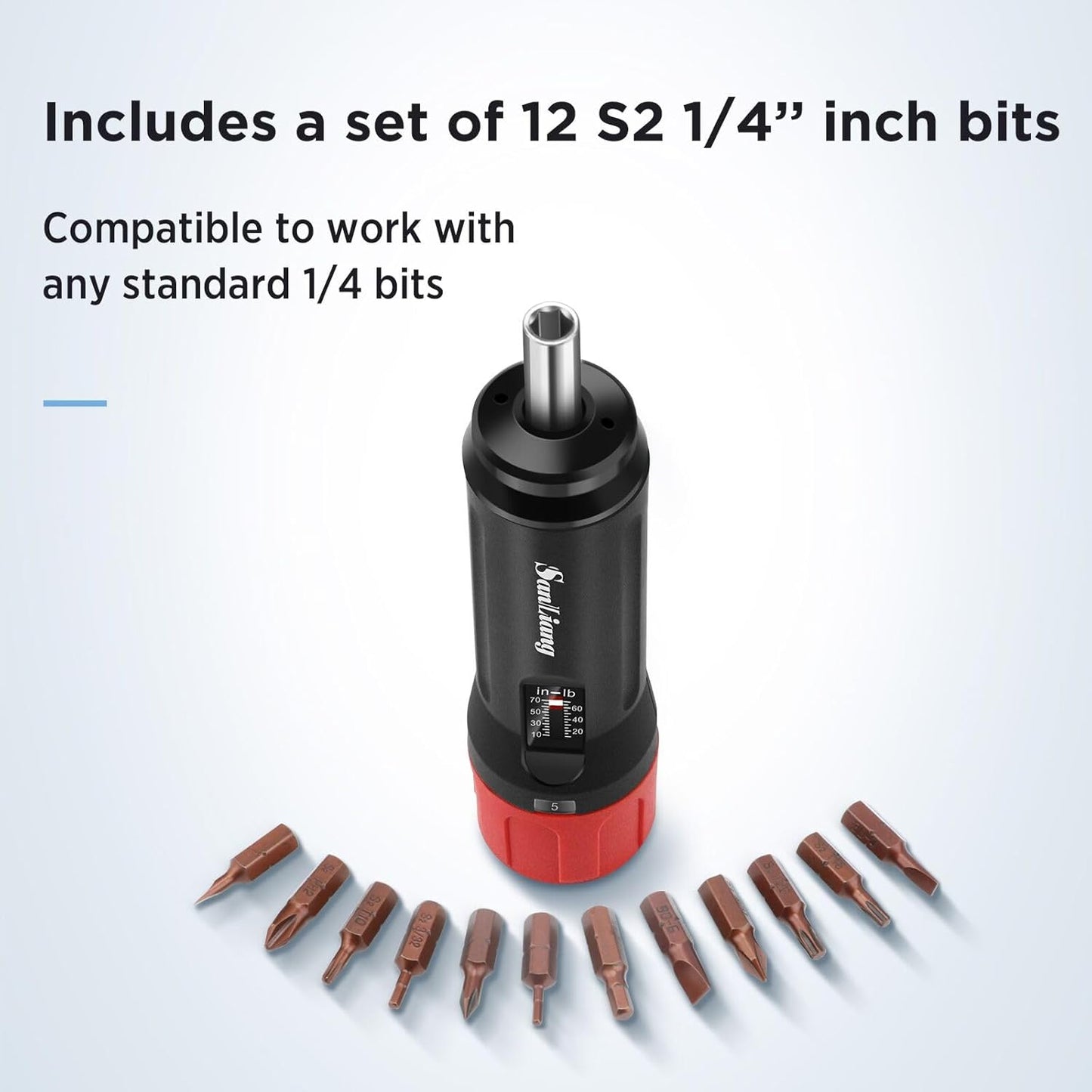 Sanliang Torque Screwdriver Wrench Driver Bits Set 10-70 Inch Pounds lbs for Maintenance,Tools, Bike Repairing and Mounting. (10-70 in-lbs)