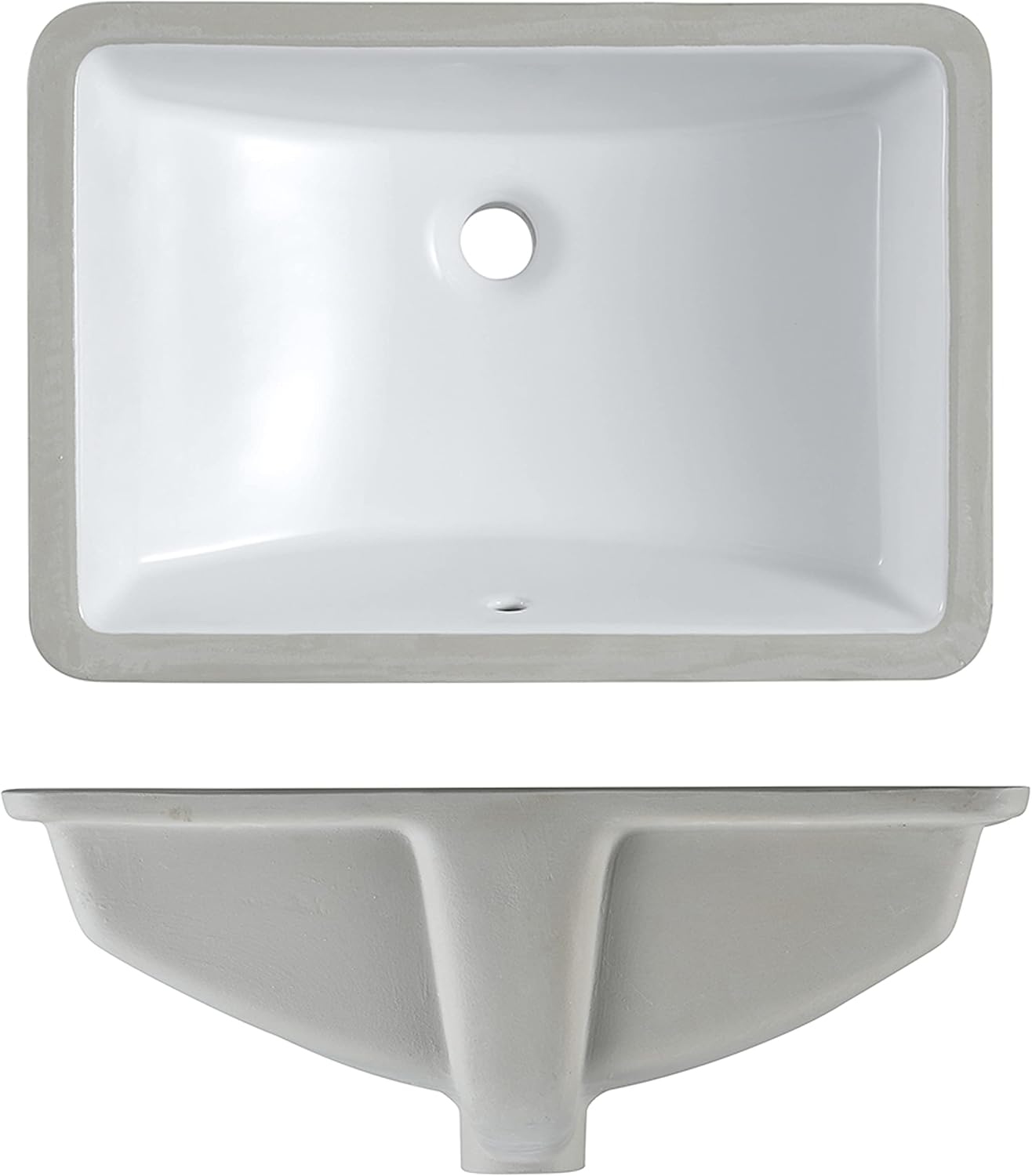 #202F -20.9 Inch Porcelain Undermount Bathroom Sink, Rectangle Lavatory Vanity Sink, Undercounter Basin, White