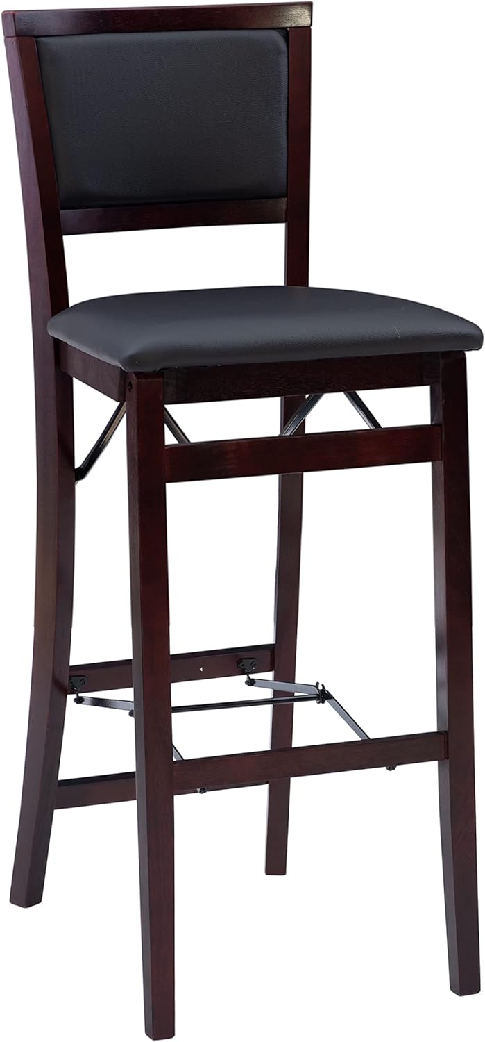 Linon Keira Pad Back Folding Bar Stool, Color: Merlot/Brown