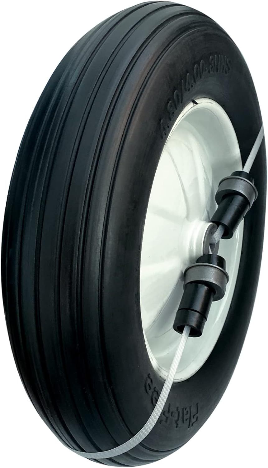MerryYard 4.80/4.00-8" Flat Free Tire and Wheel, 16" Universal Solid Replacement Wheelbarrow Wheel,Steel Rim with 5/8" & 3/4" Bearing and 3"- 6"Center Hub