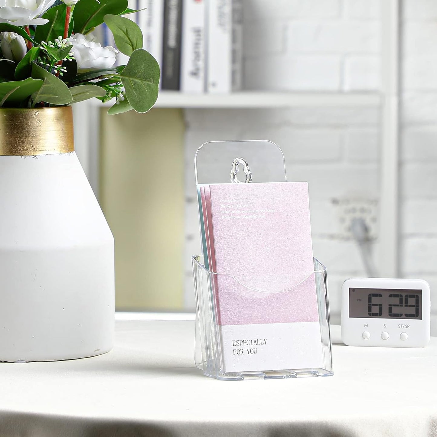 Yookeer 20 Pieces Acrylic Brochure Holder 4 x 8 Inches Rack Card Holder Clear Pamphlet Holders