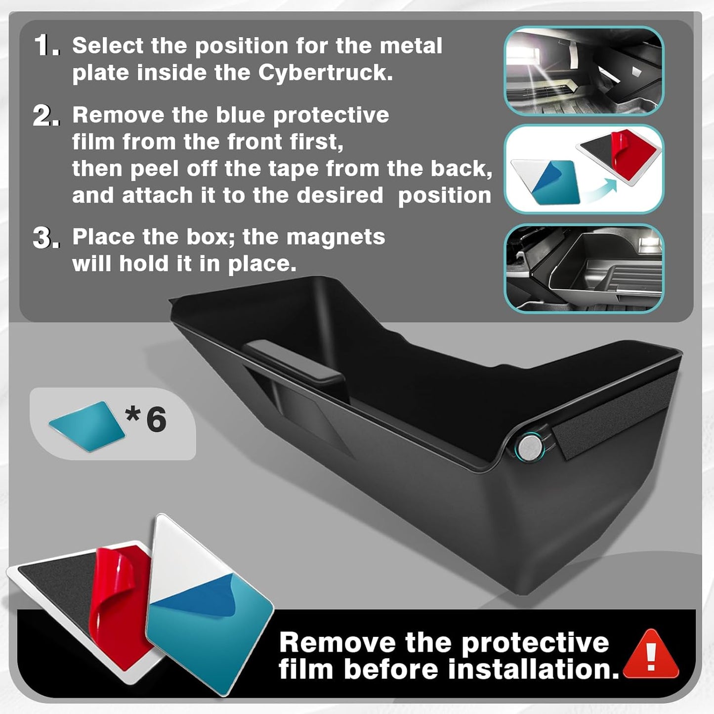 BestEvMod 2PCS Under Seat Storage Box Fit for Tesla Cybertruck 2026 2025 2024 Interior Accessories Under Seat Organizer Hidden Tray Non-slip Hidden Underseat Rubbery Bins