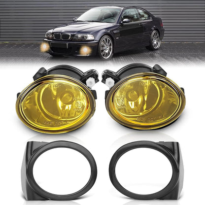 Fog Lights with Frame compatible with BMW (E46 E39 M3 M5) / 3 Series (320i 323i 325i 325xi 330i 330xi 330ci Sedan, 325i 325xi 330i 330xi Wagon, all w/ Sport Package)