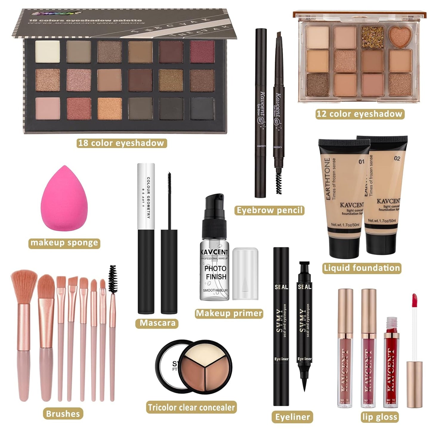 Kavcent Makeup Gift Kit for Teens Makeup Set for Women, Teenagers