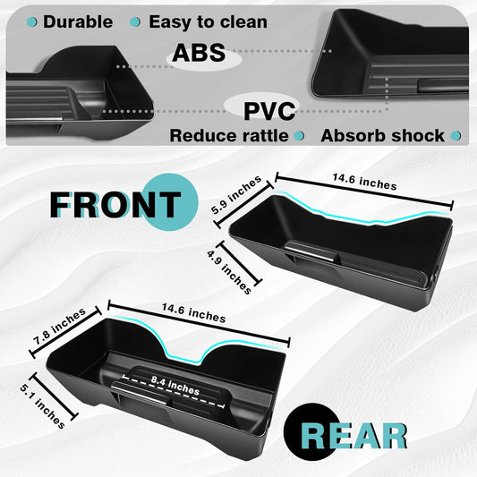 BestEvMod 2PCS Under Seat Storage Box Fit for Tesla Cybertruck 2026 2025 2024 Interior Accessories Under Seat Organizer Hidden Tray Non-slip Hidden Underseat Rubbery Bins