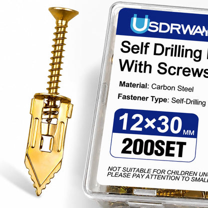 400 PCS Self Drilling Drywall Anchors with Screws Kit, 0.47×1.18 Inch Metal Wall Anchors for Drywall Hanging, No Drill Needed