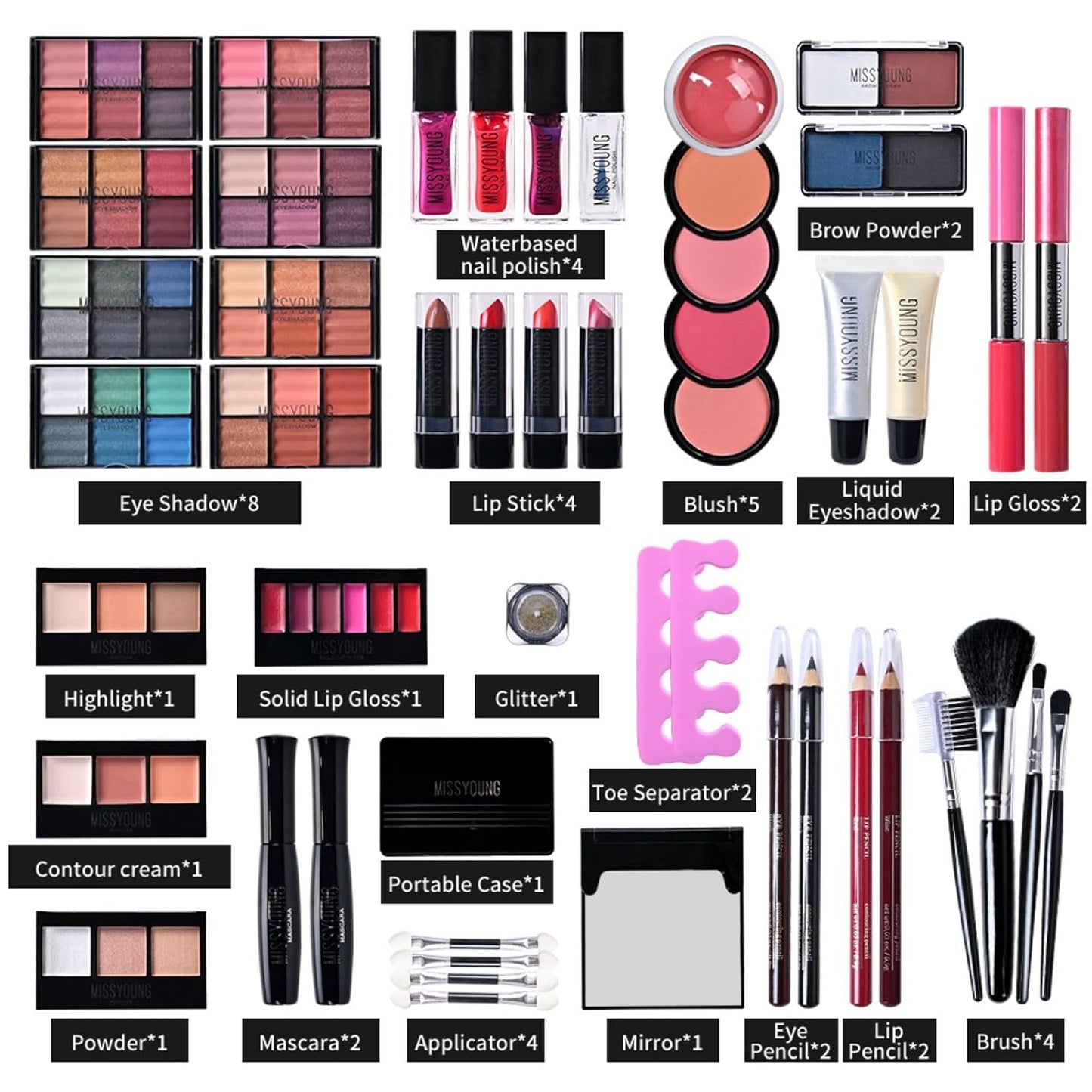FantasyDay All-in-one Holiday Make up Gift Set, Red Case