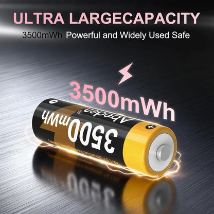 Abeden 1.5V Rechargeable AA Batteries with Fast Charger, 8Pack 3500mWh Double A Batteries,High Capacity,Rechargeable up to 2000 Times,Pink