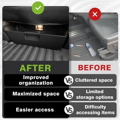 BestEvMod 2PCS Under Seat Storage Box Fit for Tesla Cybertruck 2026 2025 2024 Interior Accessories Under Seat Organizer Hidden Tray Non-slip Hidden Underseat Rubbery Bins