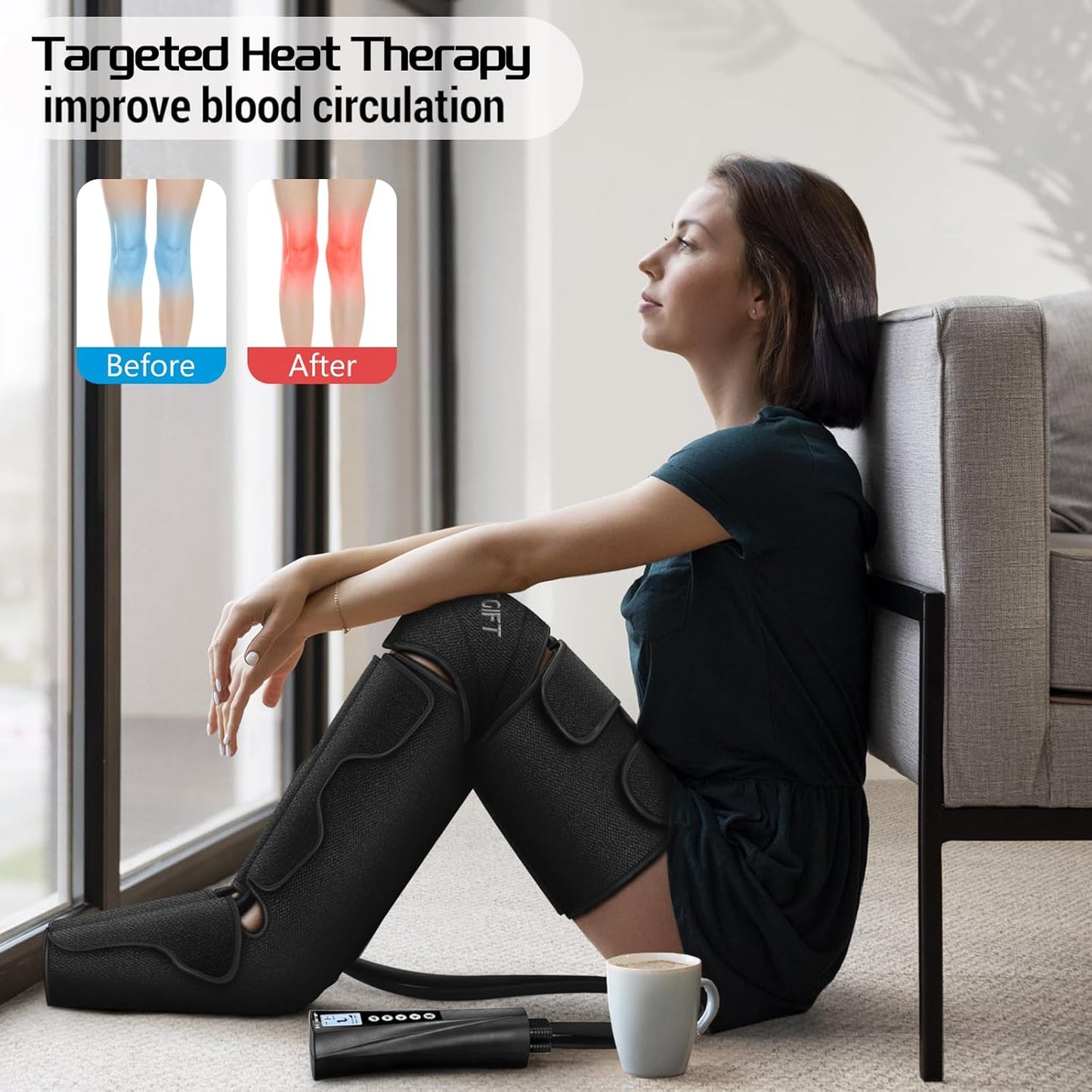 Air Compression Leg Massager with Heat and Hand-Held Controller
