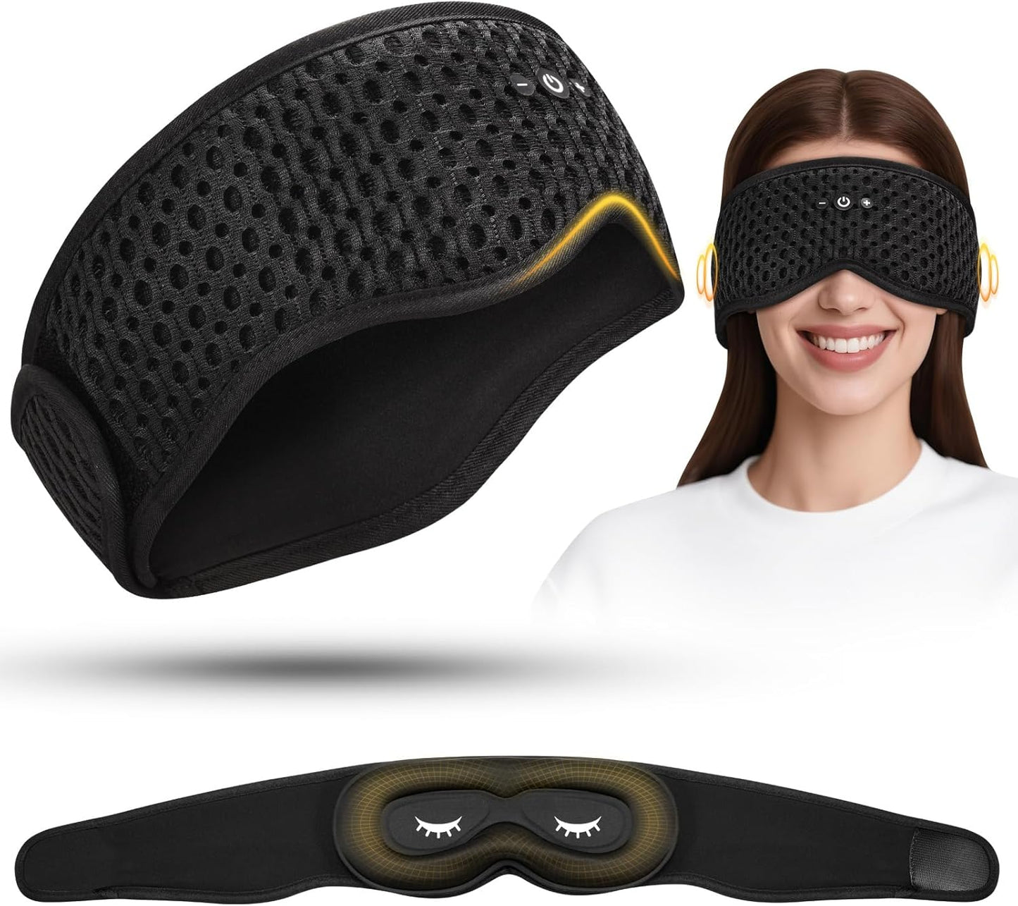Bluetooth Sleep Mask HF016 Sleep Headphones with Detachable & Washable 3D Contoured Eye Mask