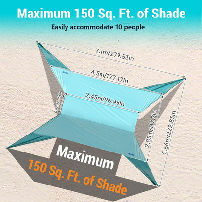 INSTANTENT Large Portable Beach Shade- 15X10ft, Turquoise