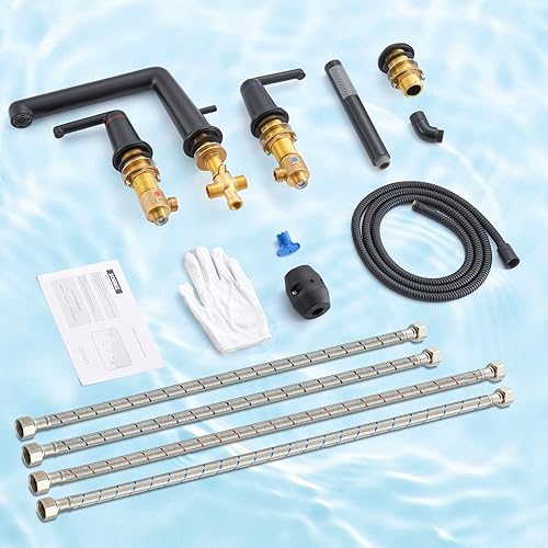 Matte Black Deck-Mount Roman-Style Bathtub Faucet Kit