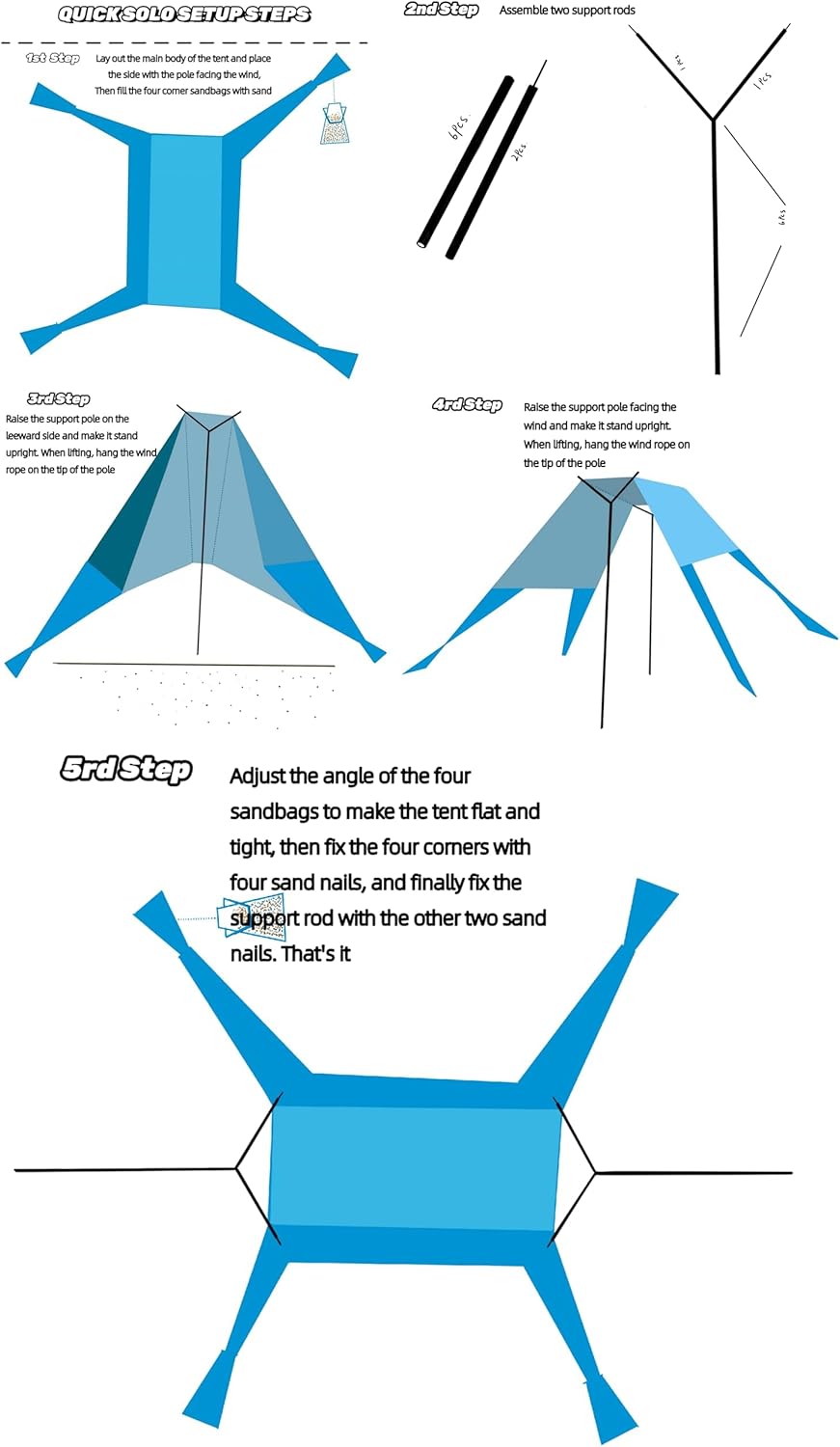 INSTANTENT Large Portable Beach Shade- 15X10ft, Turquoise