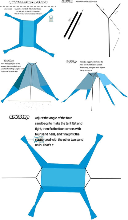 INSTANTENT Large Portable Beach Shade- 15X10ft, Turquoise
