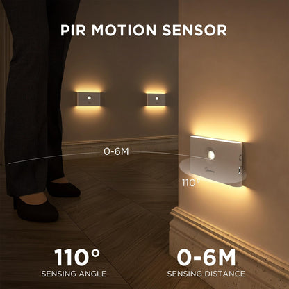 Midea 2 Pack Rechargeable Night Lights with Motion Sensor/Dusk to Dawn