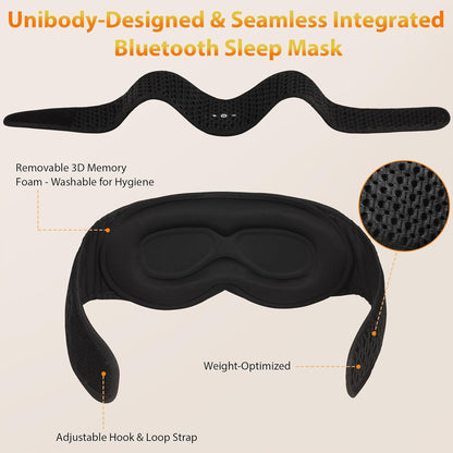 Bluetooth Sleep Mask HF016 Sleep Headphones with Detachable & Washable 3D Contoured Eye Mask