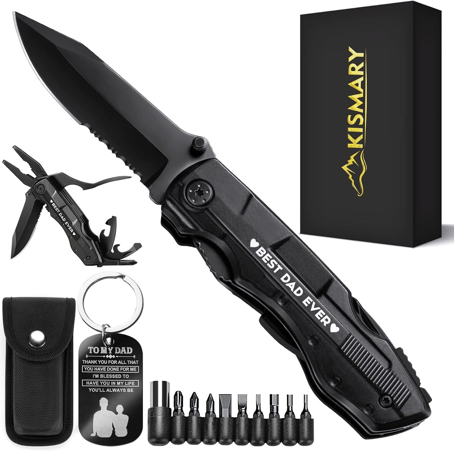 KISMARY Gifts for Dad from Daughter Son, Multitool Pocket Knife, I Love You Forever