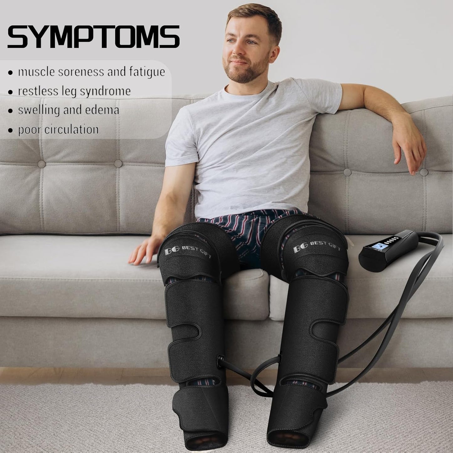 Air Compression Leg Massager with Heat and Hand-Held Controller