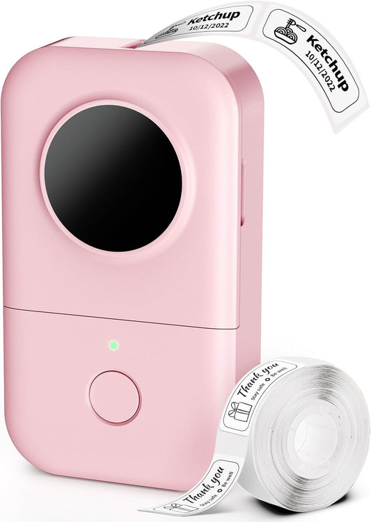 Phomemo Pink Label Maker, D30 Portable Bluetooth Label Maker Machine with Tape, Small Mini Label Printer