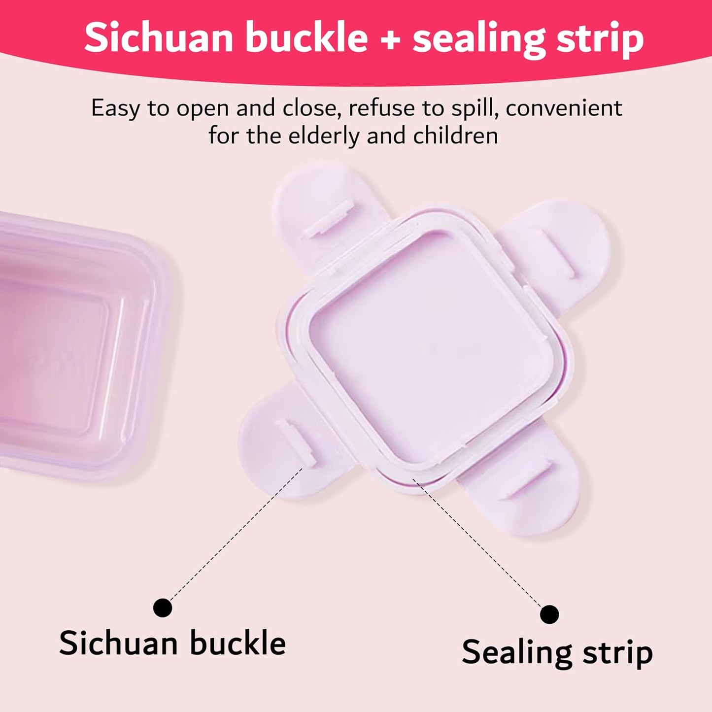 junsep 6-Pack Plastic mini food storage container's 60ml airtight box with lid freezer, microwave safe, BPA free