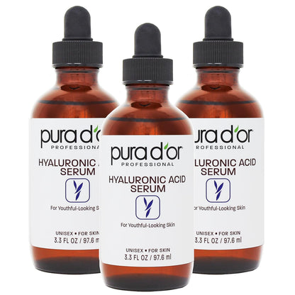 PURA D'OR Hyaluronic Acid Serum For Deep Hydration (3.3oz x3 = 9.9oz)