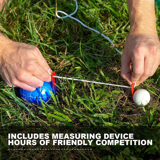 Bocce Ball Set Regulation Size and Weight for Professional Tournament, Backyard, Beach, Lawn Game with 8 Resin Bocci Balls, Pallino, Measuring Rope, Carrying Bag