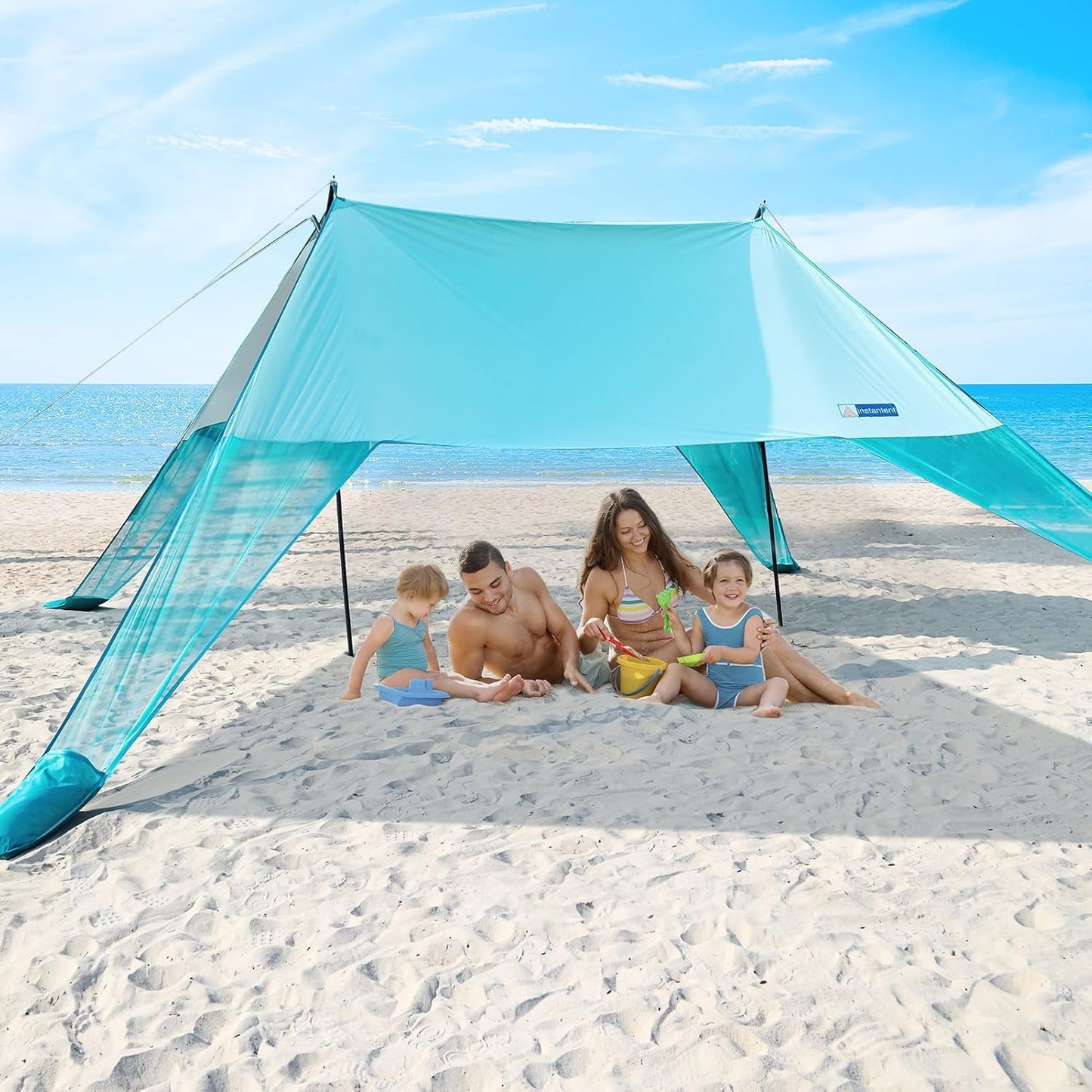INSTANTENT Large Portable Beach Shade- 15X10ft, Turquoise