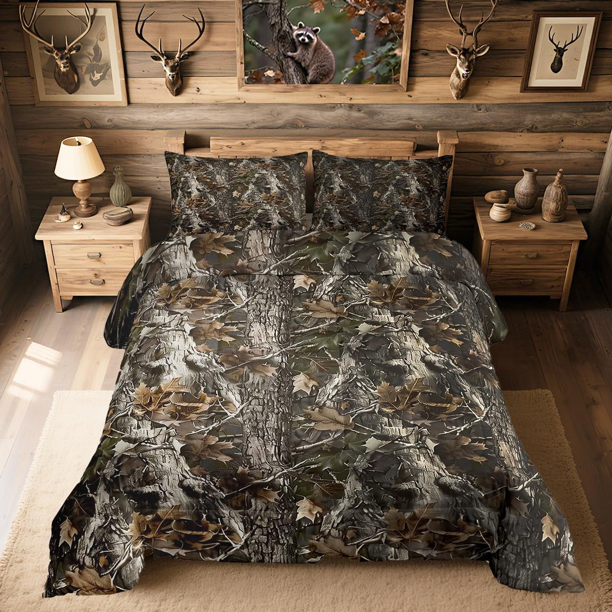 Tree Camo Comforter Set Full Size Kids Bedding Set - Comforter with 2 Pillowcase