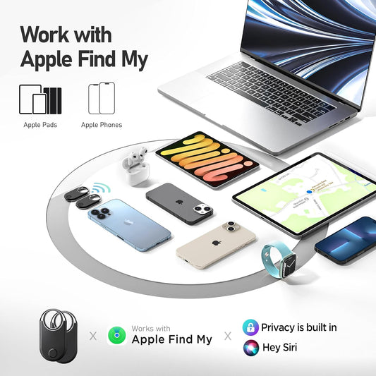 Air Tracker Tags - 2 Pack Black Tracker Tag Works with Apple Find My (iOS 14.6 Above Only)