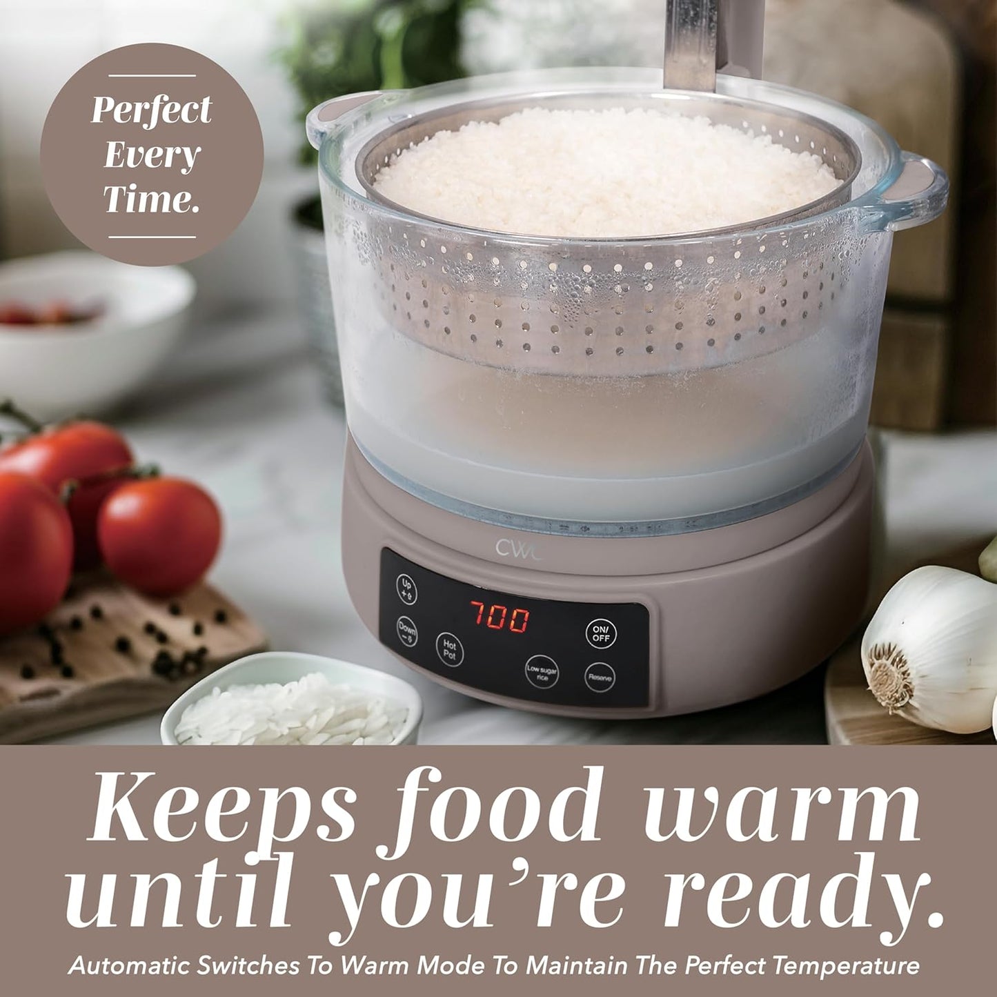 COOK WITH COLOR 3L Glass Mini Low Carb Rice Cooker