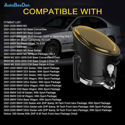 Fog Lights with Frame compatible with BMW (E46 E39 M3 M5) / 3 Series (320i 323i 325i 325xi 330i 330xi 330ci Sedan, 325i 325xi 330i 330xi Wagon, all w/ Sport Package)