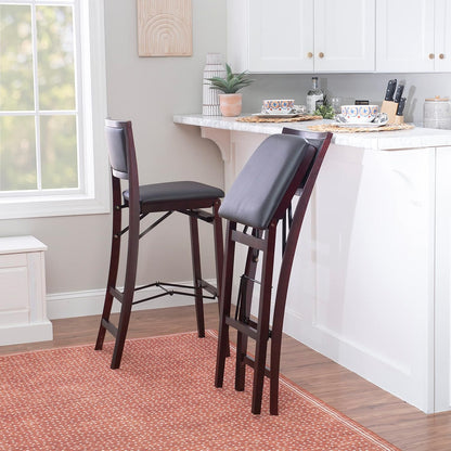 Linon Keira Pad Back Folding Bar Stool, Color: Merlot/Brown