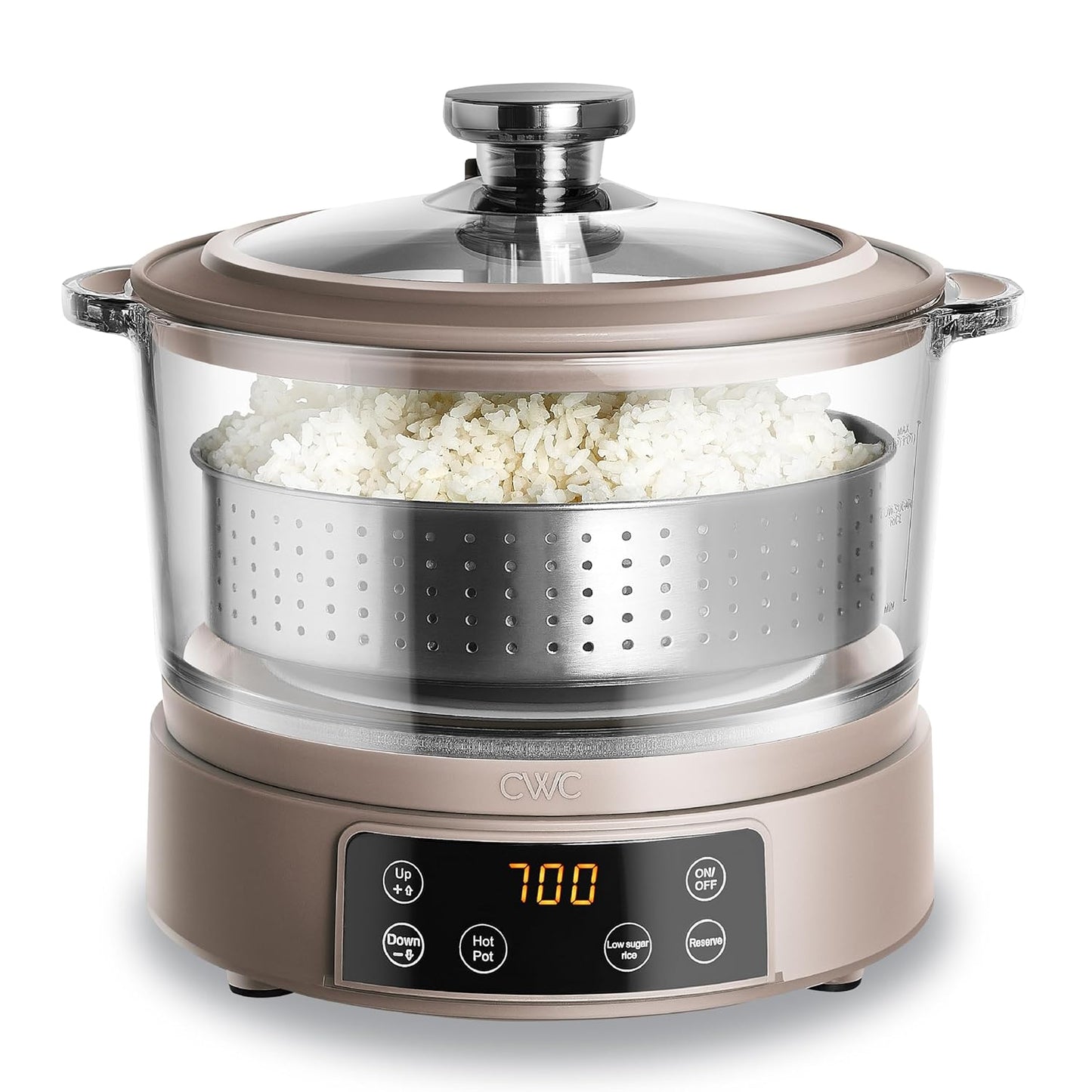 COOK WITH COLOR 3L Glass Mini Low Carb Rice Cooker