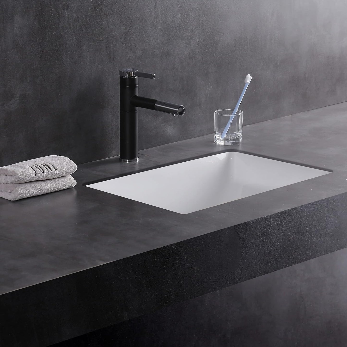 #202F -20.9 Inch Porcelain Undermount Bathroom Sink, Rectangle Lavatory Vanity Sink, Undercounter Basin, White