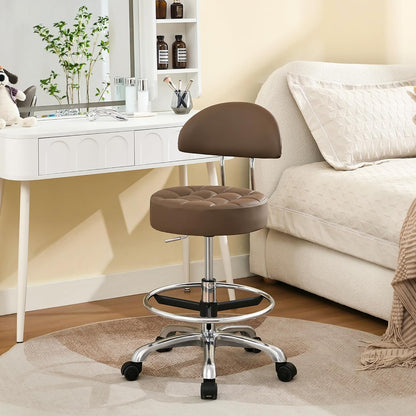FIRAVOE COFFEE BROWN Ergonomic Backrest and Footrest Swivel Shop Stool