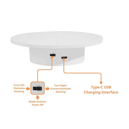 Motorized Rotating Display Stand, 360 Electric Rotary Turntable Base Lazy , Load-Bearing 11Lbs, for Photography