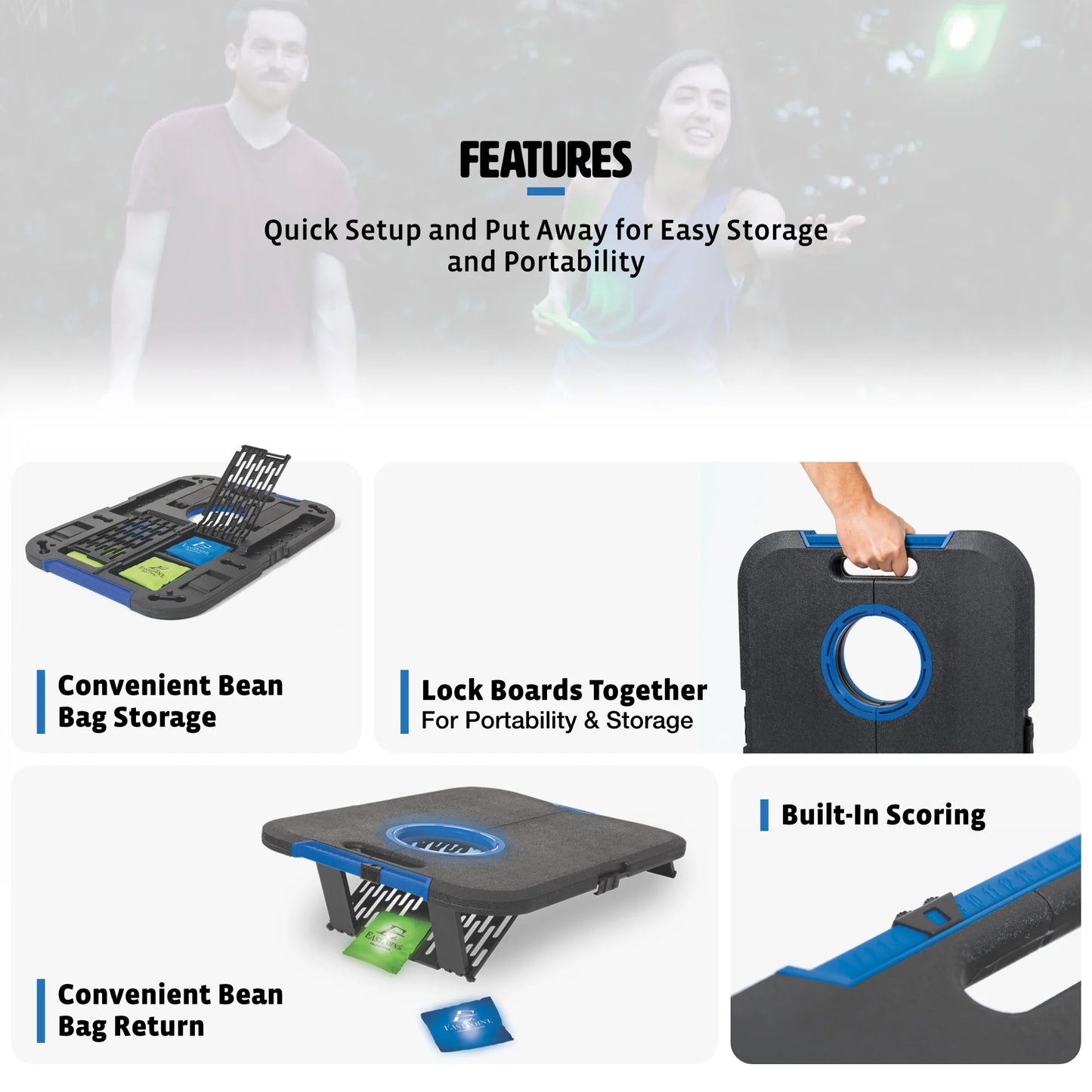 EastPoint Sports Light-Up Bean Bag Toss Plastic Cornhole Set *Box Damaged