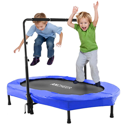 ANCHEER Foldable Trampoline, Mini Rebounder with Adjustable Handle 56"x 30" Blue