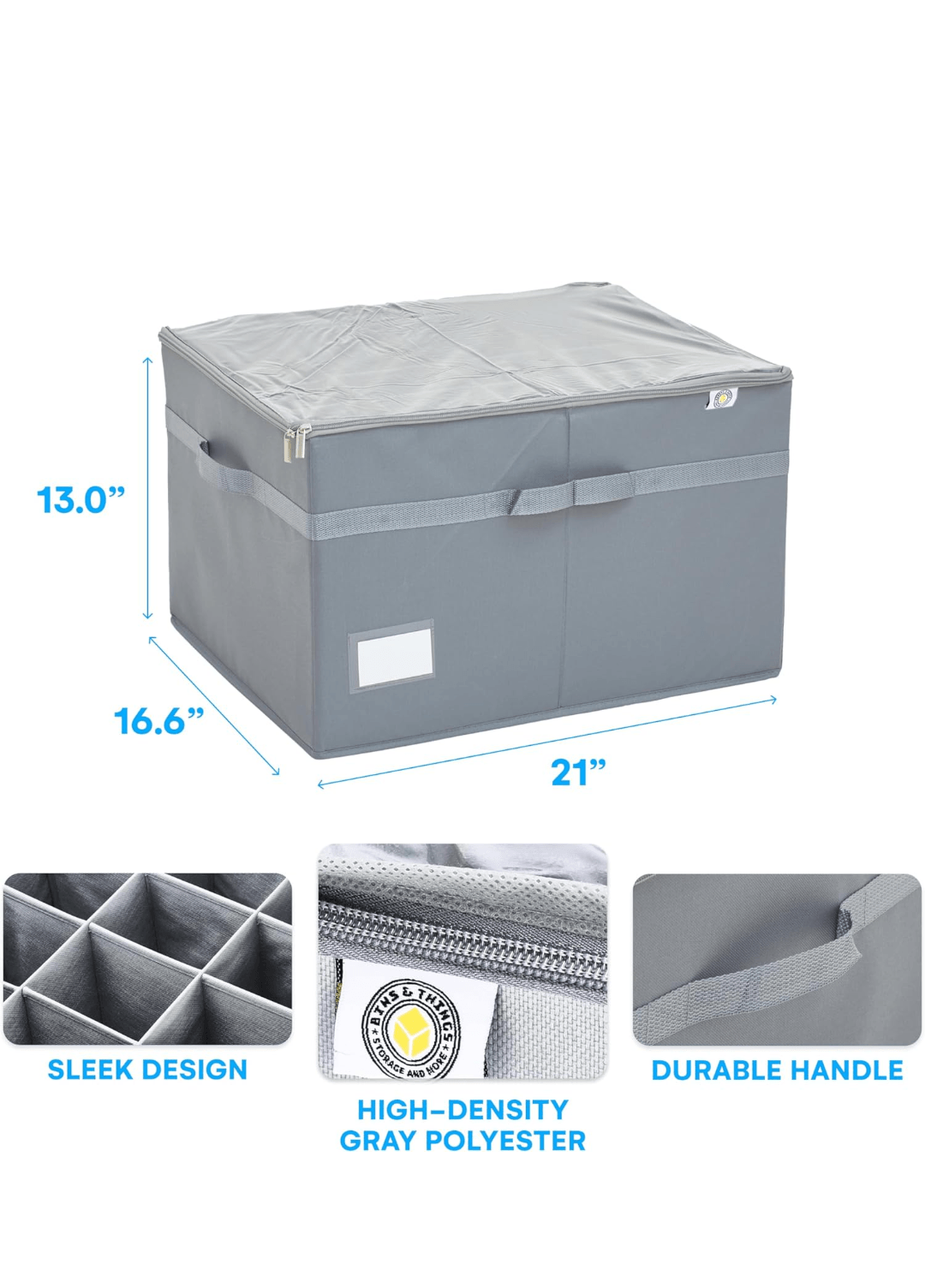 Bins and Things Foldable Shoe Organizer. Holds 16 pair, Gray