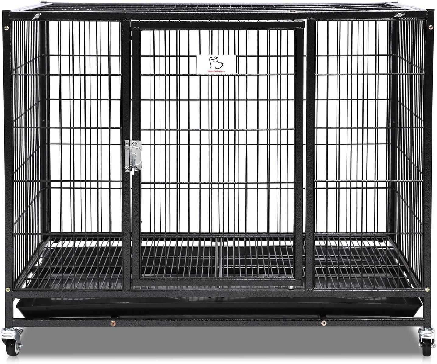 Homey Pet 37 inch Stackable Heavy Duty Dog Crate Cage for Medium Sized Dogs
