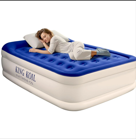 King Koil Twin Double-Height Airbed Kit w/ Built-In Pump