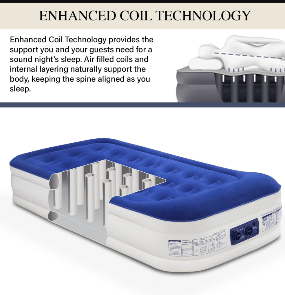 King Koil Twin Double-Height Airbed Kit w/ Built-In Pump